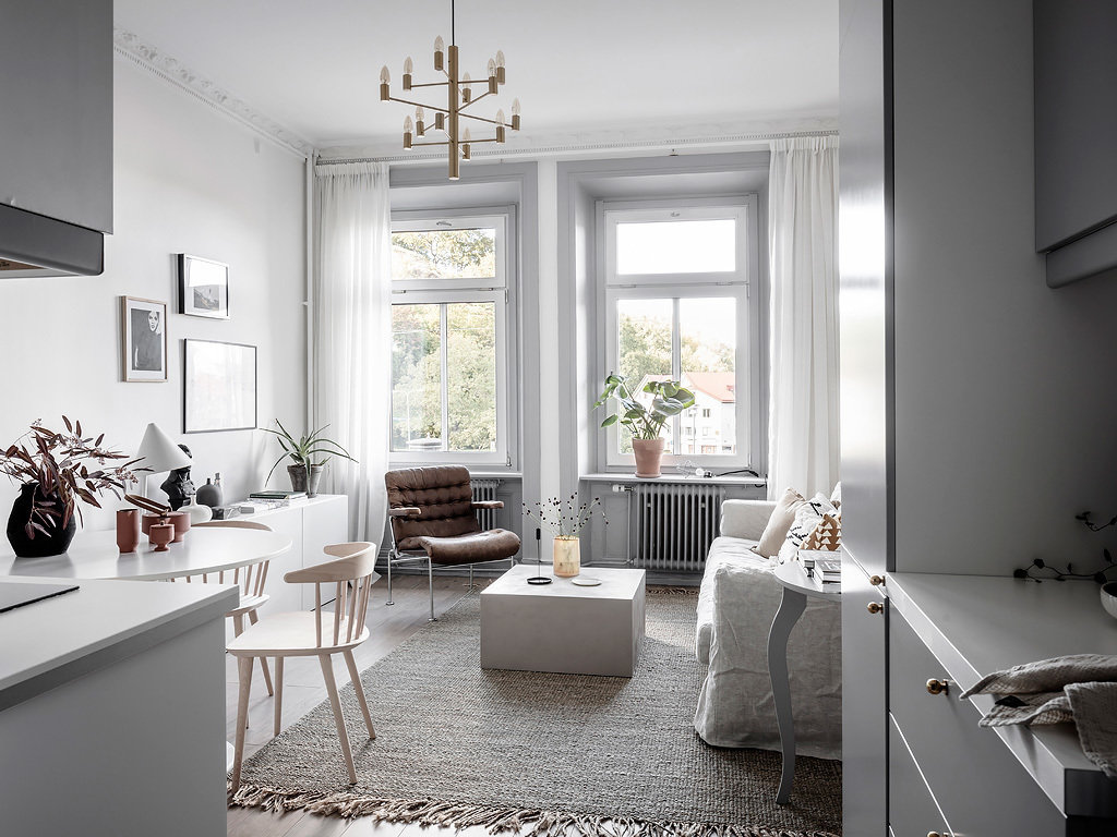 Фотография: Гостиная в стиле Скандинавский, Лофт, Декор интерьера, Квартира, Планировки, Декор, Белый, Серый, 2 комнаты, до 40 метров – фото на INMYROOM