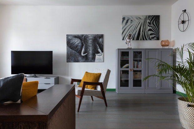 Фотография: Гостиная в стиле Скандинавский, Современный, Квартира, Проект недели, Москва, 3 комнаты, 60-90 метров, Анна Никитина – фото на INMYROOM