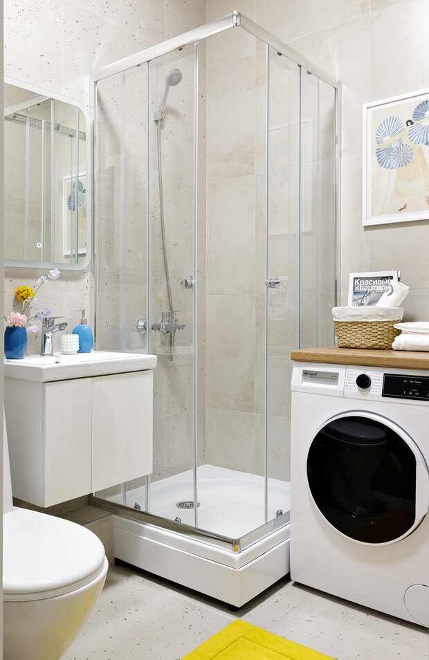 Фотография: Ванная в стиле Современный, Малогабаритная квартира, Квартира, Студия, Проект дня, Сочи, до 40 метров, Анастасия Дубовскова – фото на INMYROOM