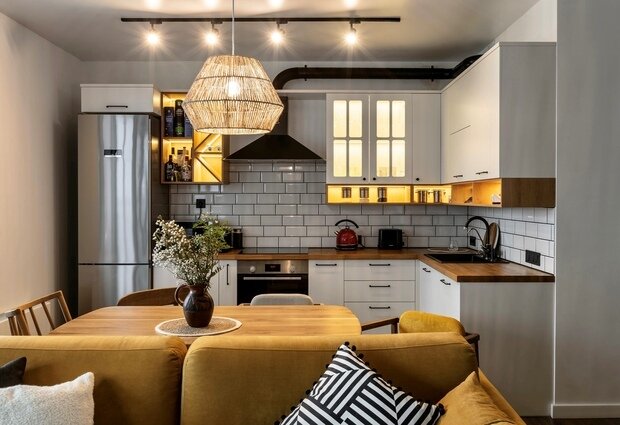 Фотография: Кухня и столовая в стиле Скандинавский, Современный, Квартира, Проект недели, Воронеж, 2 комнаты, 60-90 метров, Suningroom, Александра Мозговая – фото на INMYROOM