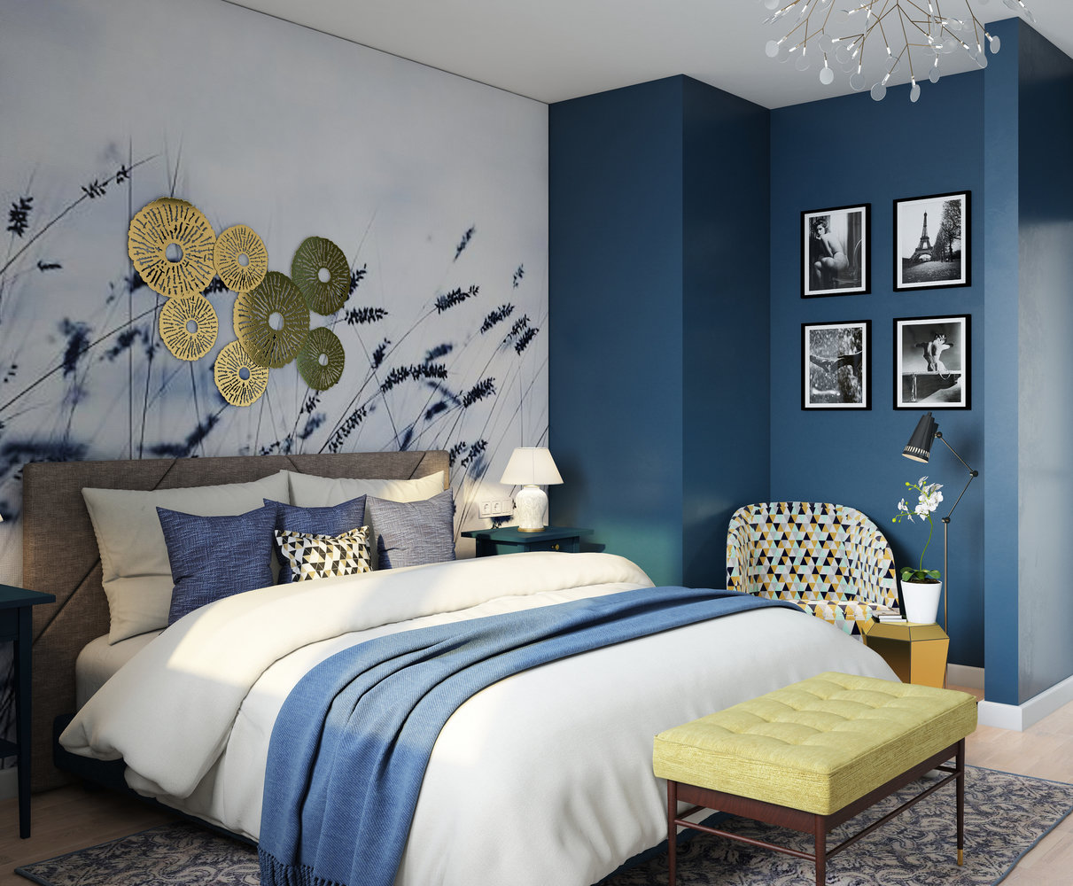 Фотография: Спальня в стиле Современный, Эклектика, Квартира, Проект недели, Москва, 3 комнаты, 60-90 метров, Ксения Мезенцева – фото на INMYROOM Фотография: Спальня в стиле Современный, Эклектика, Квартира, Проект недели, Москва, 3 комнаты, 60-90 метров, Ксения Мезенцева – фото на INMYROOM