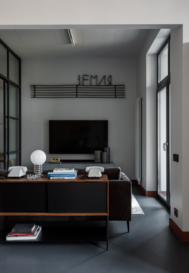 Фотография: Гостиная в стиле Лофт, Современный, Квартира, Проект недели, Москва, Ирина Крашенинникова, Монолитный дом, 2 комнаты, 60-90 метров – фото на INMYROOM
