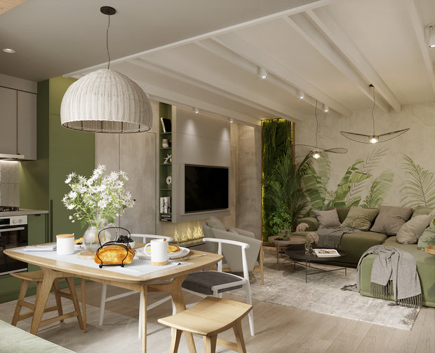 Обстановка выглядит очень расслабленной и располагающей к отдыху. Здесь есть все, что нужно для комфортной загородной жизни.