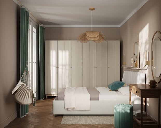 Фотография: Спальня в стиле Современный, Бохо, Квартира, Проект дня, Санкт-Петербург, 3 комнаты, 60-90 метров, современный с элементами классики и французского стиля, Гера Остин, Анна Лаковская – фото на INMYROOM