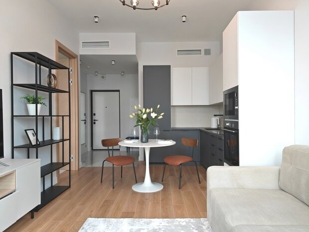 Фотография: Гостиная в стиле Современный, Квартира, Советы, Москва, 1 комната, 40-60 метров, Ирина Куликова, Олеся Ивашкина, Екатерина Дикалова, Евгения Коньшина – фото на INMYROOM