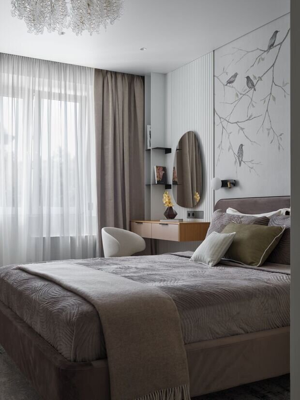Фотография: Спальня в стиле Современный, Квартира, Проект дня, Панельный дом, 2 комнаты, 60-90 метров, Челябинская область, Влада Николаева – фото на INMYROOM