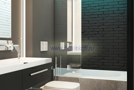Красногорск, дизайн проект ванной в стиле лофт от Батенькофф