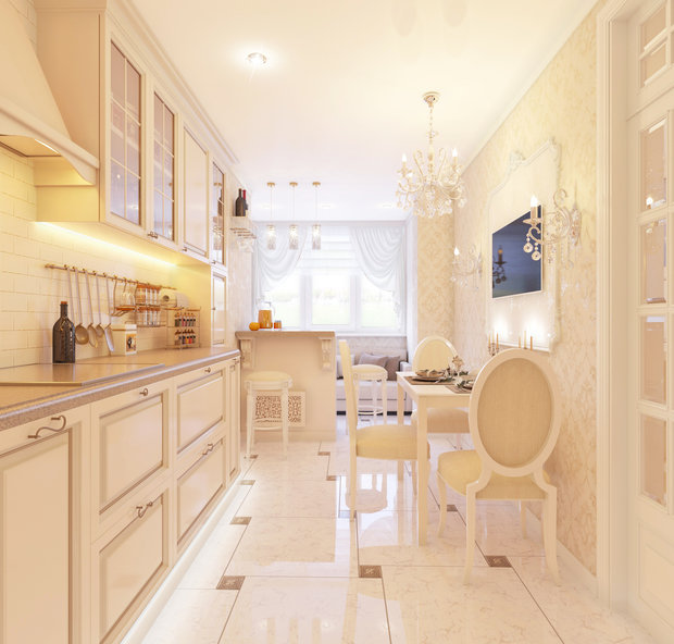 Фото из портфолио Яркая неоклассика в 3-х комнатной квартире – фотографии дизайна интерьеров на INMYROOM