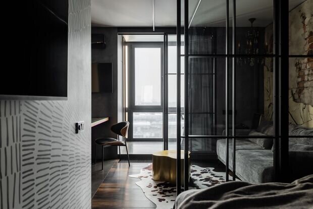 Фотография: Гостиная в стиле Современный, Малогабаритная квартира, Квартира, Проект дня, Москва, 1 комната, 40-60 метров, эклектика с элементами современного, Александр Джикаеви – фото на INMYROOM