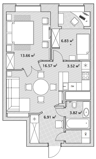 Фото из портфолио Из однушки в трешку – фотографии дизайна интерьеров на INMYROOM
