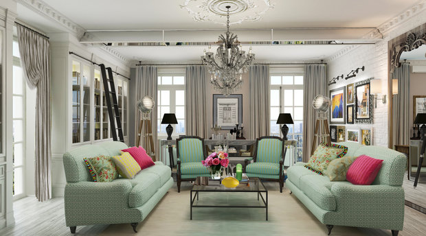 Фотография: Гостиная в стиле Эклектика, Советы, Дизайн-студия Ольги Кондратовой, Ольга Кондратова – фото на INMYROOM