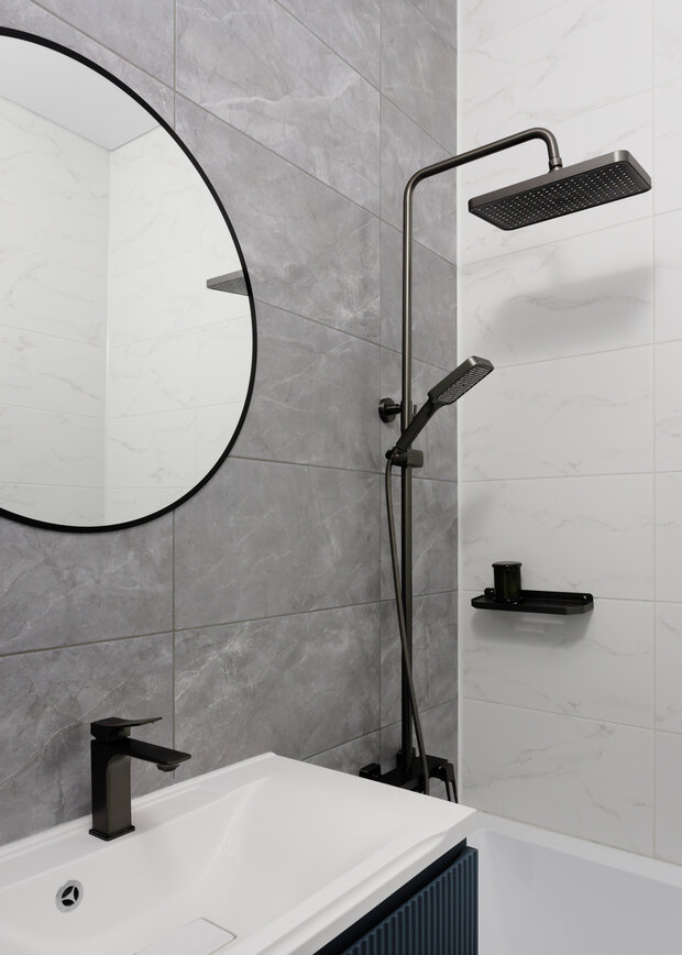 Фотография: Ванная в стиле Современный, Квартира, Проект дня, Санкт-Петербург, 2 комнаты, 40-60 метров, Монолитно-кирпичный, минимализм с элементами современного дизайна, ЖК  «Парадный ансамбль», Анна Сидорцова – фото на INMYROOM