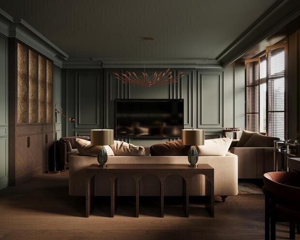 Фото из портфолио Дизайн интерьера квартиры в ЖК «Noble (Нобл)» с элементами американской классики – фотографии дизайна интерьеров на INMYROOM
