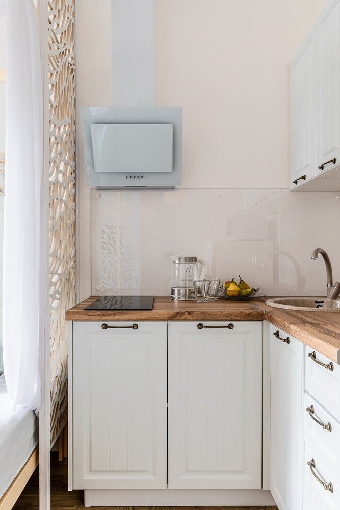 Фотография: Кухня и столовая в стиле Современный, Малогабаритная квартира, Квартира, Студия, Проект недели, Москва, до 40 метров, Анна Новопольцева – фото на INMYROOM Фотография: Кухня и столовая в стиле Современный, Малогабаритная квартира, Квартира, Студия, Проект недели, Москва, до 40 метров, Анна Новопольцева – фото на INMYROOM