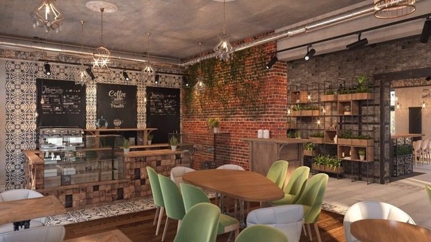 Фото из портфолио Кафе-бар в стиле эко-лофт, 250 м² – фотографии дизайна интерьеров на INMYROOM