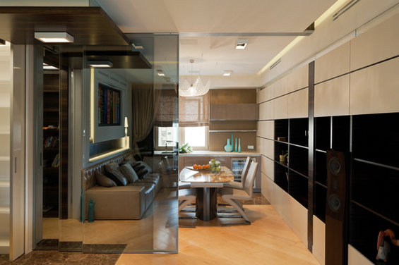 Фотография: Гостиная в стиле Современный, Хай-тек, Квартира, Дома и квартиры, Подсветка – фото на INMYROOM