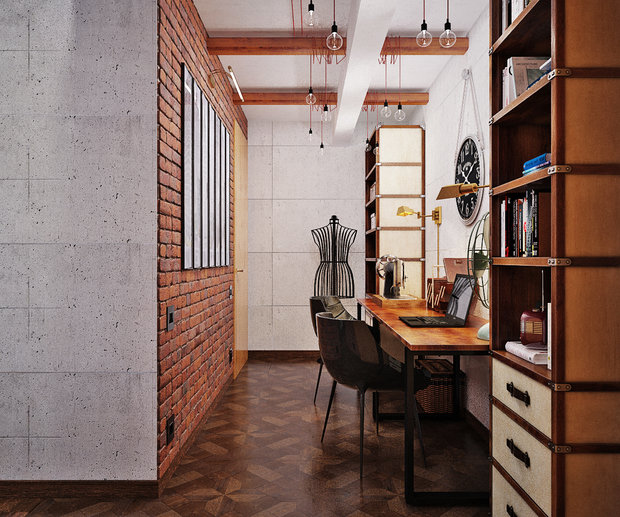 Фото из портфолио Винтаж, натуральный кирпич, индустриал: отличное сочетание в спальне – фотографии дизайна интерьеров на INMYROOM