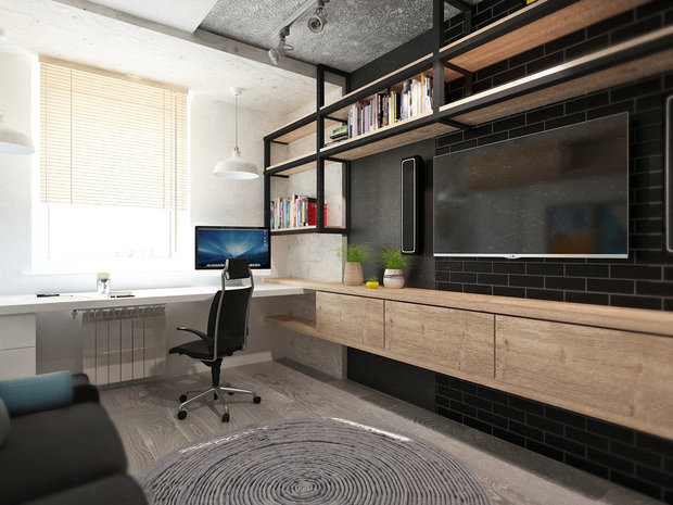 Фотография: Офис в стиле Лофт, Квартира, Дома и квартиры, IKEA, Проект недели, Cosmorelax – фото на INMYROOM