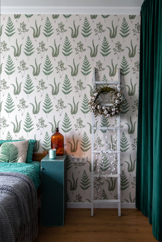 Фотография: Спальня в стиле Скандинавский, Эклектика, Квартира, Белый, Проект недели, Зеленый, Желтый, Серый, Бирюзовый, Эко, 3 комнаты, 60-90 метров – фото на INMYROOM