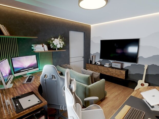 Визуализация интерьера офиса в современном стиле