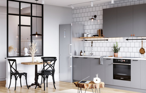 Фотография: Кухня и столовая в стиле Скандинавский, Гид, студия Mango, Алена Тимонина, Андрей Тимонин, Светлана Удзилаури, Виктория Лазарева, Студия 20:18 – фото на INMYROOM