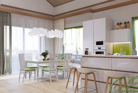 Интерьер гостиной с элементами лофт