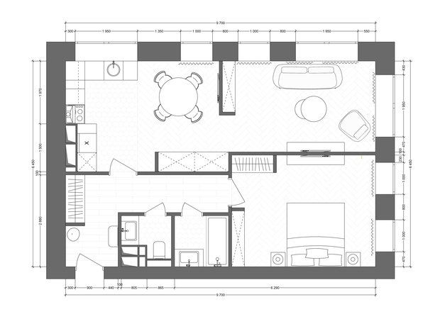 Фото из портфолио Двухкомнатная квартира, 62 м2, г. Москва – фотографии дизайна интерьеров на INMYROOM