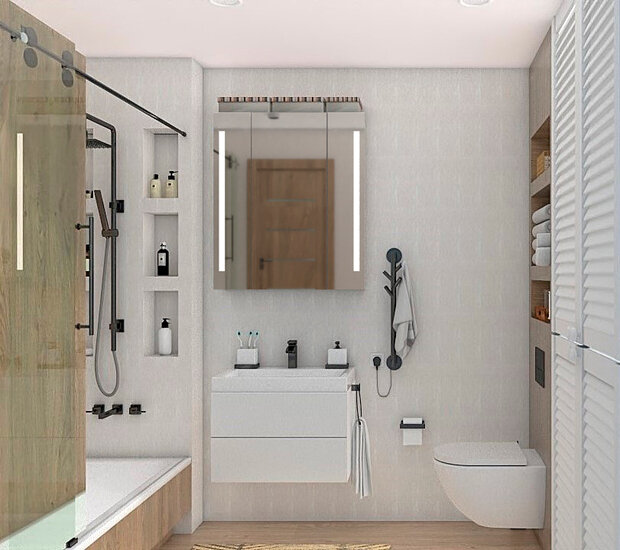 Фото из портфолио 1-комнатная квартира, г.Новосибирск, частично с мебелью и техникой заказчика, высказанные пожелания - мебель известного бренда – фотографии дизайна интерьеров на INMYROOM