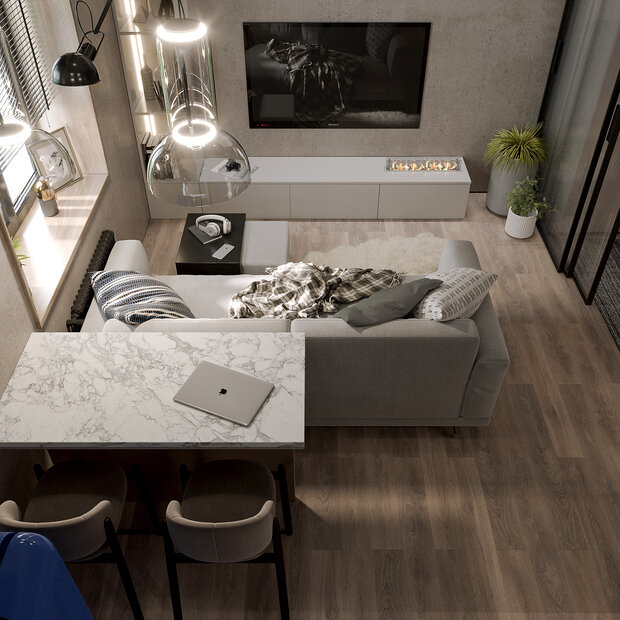 Фотография: Гостиная в стиле Современный, Минимализм, Малогабаритная квартира, Квартира, Студия, Москва, Хрущевка, Кирпичный дом, до 40 метров, MARI GRI Interiors, Мари Гри – фото на INMYROOM