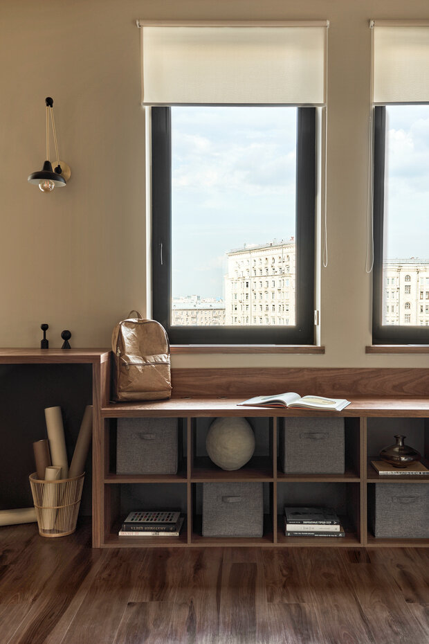 Фотография: Кухня и столовая в стиле Современный, Малогабаритная квартира, Квартира, Проект дня, Москва, 2 комнаты, до 40 метров, Монолитно-кирпичный, Анна Малютина, современный с элементами этники – фото на INMYROOM