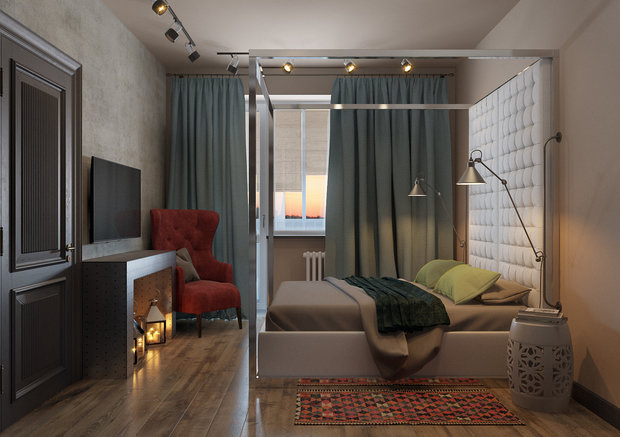 Фотография: Спальня в стиле Эклектика, Современный, Квартира, Россия, Проект недели, Московская область, Микрогород «В лесу», Анна Кларк – фото на INMYROOM