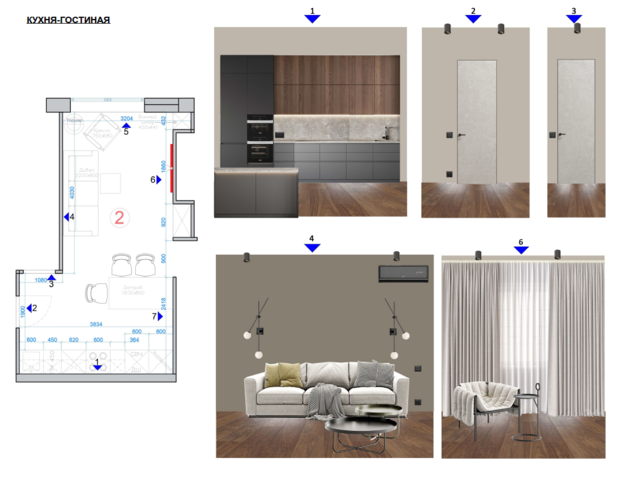 Фото из портфолио Проект квартиры 60м2 в Москве – фотографии дизайна интерьеров на INMYROOM