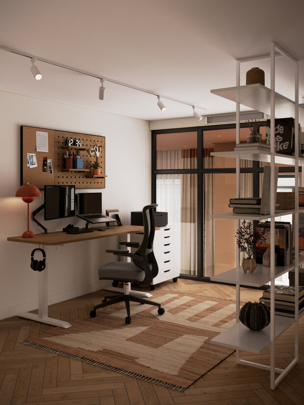 Фотография: Кабинет в стиле Современный, Квартира, Проект дня, Московская область, Ирина Собыленская, 4 и больше, 60-90 метров, эклектичный с элементами этники и современного дизайна – фото на INMYROOM