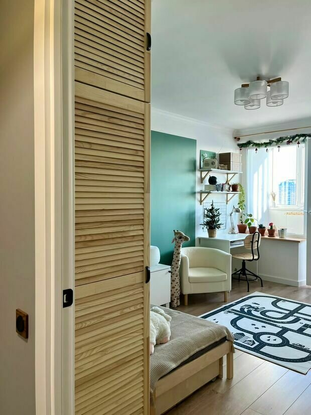 Фотография: Детская в стиле Скандинавский, Современный, Квартира, Проект недели, Москва, Панельный дом, 2 комнаты, 40-60 метров, И-700, Алена Жирова – фото на INMYROOM