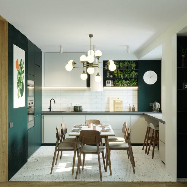 Фотография: Кухня и столовая в стиле Современный, Эко, Проект недели, Москва, Панельный дом, 2 комнаты, 60-90 метров, LINES – фото на INMYROOM