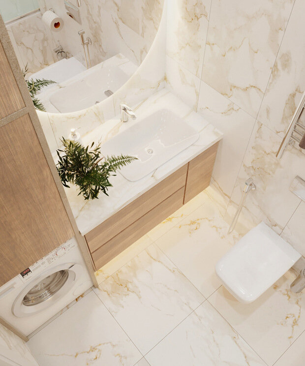 Визуализация ванной комнаты в современном стиле с элементами минимализма
