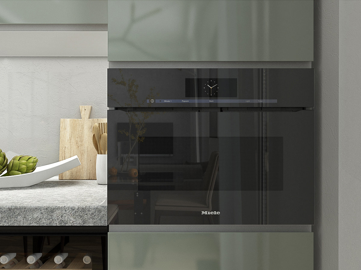 Фотография: Кухня и столовая в стиле Минимализм, Современный, Квартира, Miele, Проект дня, Москва, Евгения Ермолаева, EEDS, Монолитный дом, 2 комнаты, 40-60 метров, Клубный дом на Сретенке – фото на INMYROOM