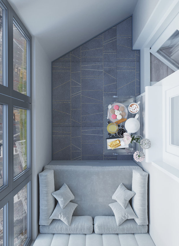 Фотография: Балкон в стиле Современный, Малогабаритная квартира, Квартира, Студия, Проект недели, Москва, Монолитный дом, до 40 метров, Ольга Бойцова, ЖК «Петр 1» – фото на INMYROOM