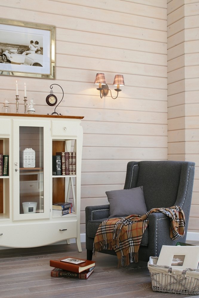 Фотография: Гостиная в стиле Прованс и Кантри, Дом, Проект недели, Московская область, дом из клееного бруса, Палекс Дизайн – фото на INMYROOM