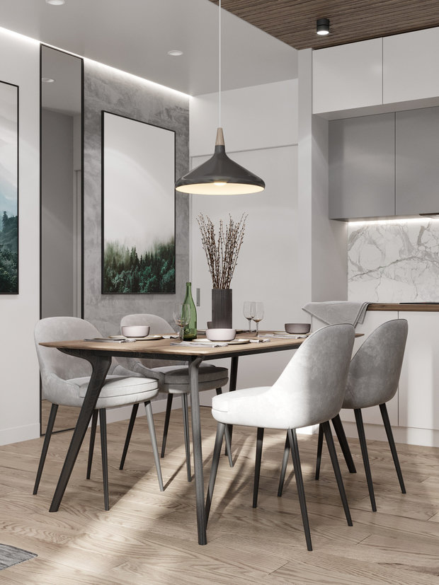 Фото из портфолио Кухня-гостиная 22,6 кв.м. – фотографии дизайна интерьеров на INMYROOM