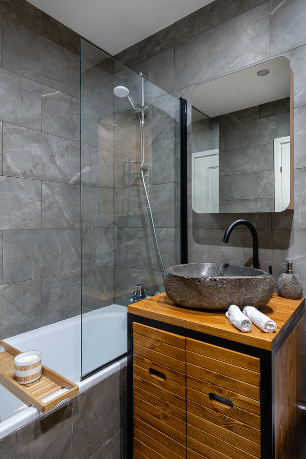 Фотография: Ванная в стиле Скандинавский, Минимализм, Современный, Квартира, Проект дня, Москва, 2 комнаты, 40-60 метров, Huge Studio – фото на INMYROOM