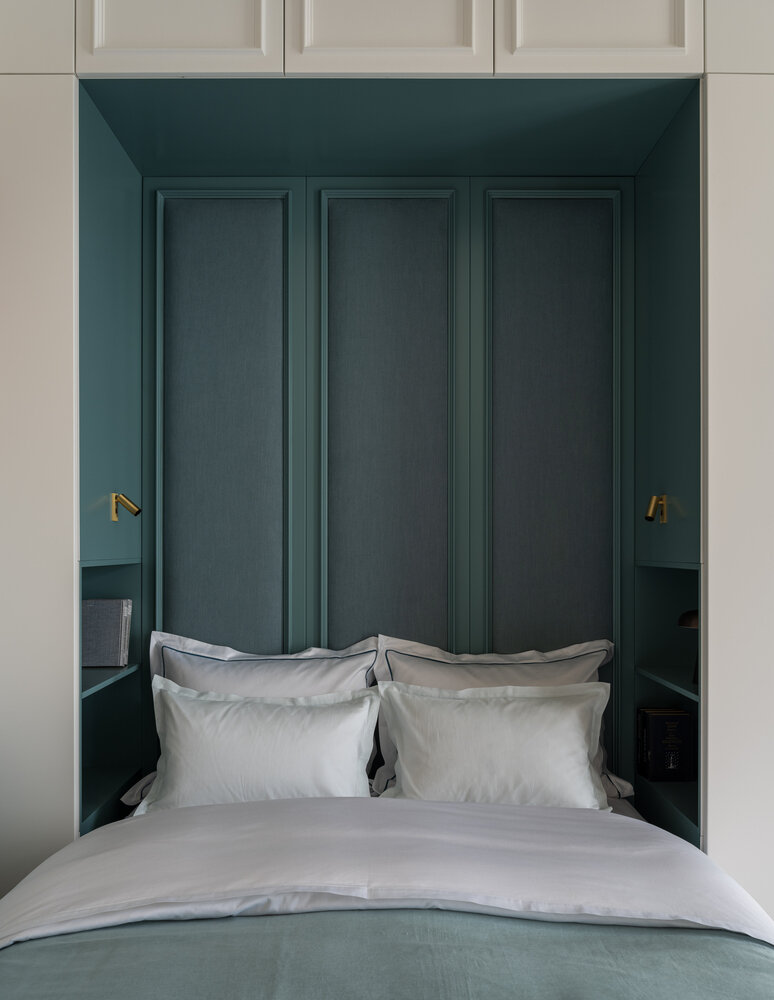 Фотография: Спальня в стиле Современный, Винтажный, Квартира, Проект недели, Москва, Сталинка, 2 комнаты, 40-60 метров, Марина Трошина – фото на INMYROOM Фотография: Спальня в стиле Современный, Винтажный, Квартира, Проект недели, Москва, Сталинка, 2 комнаты, 40-60 метров, Марина Трошина – фото на INMYROOM