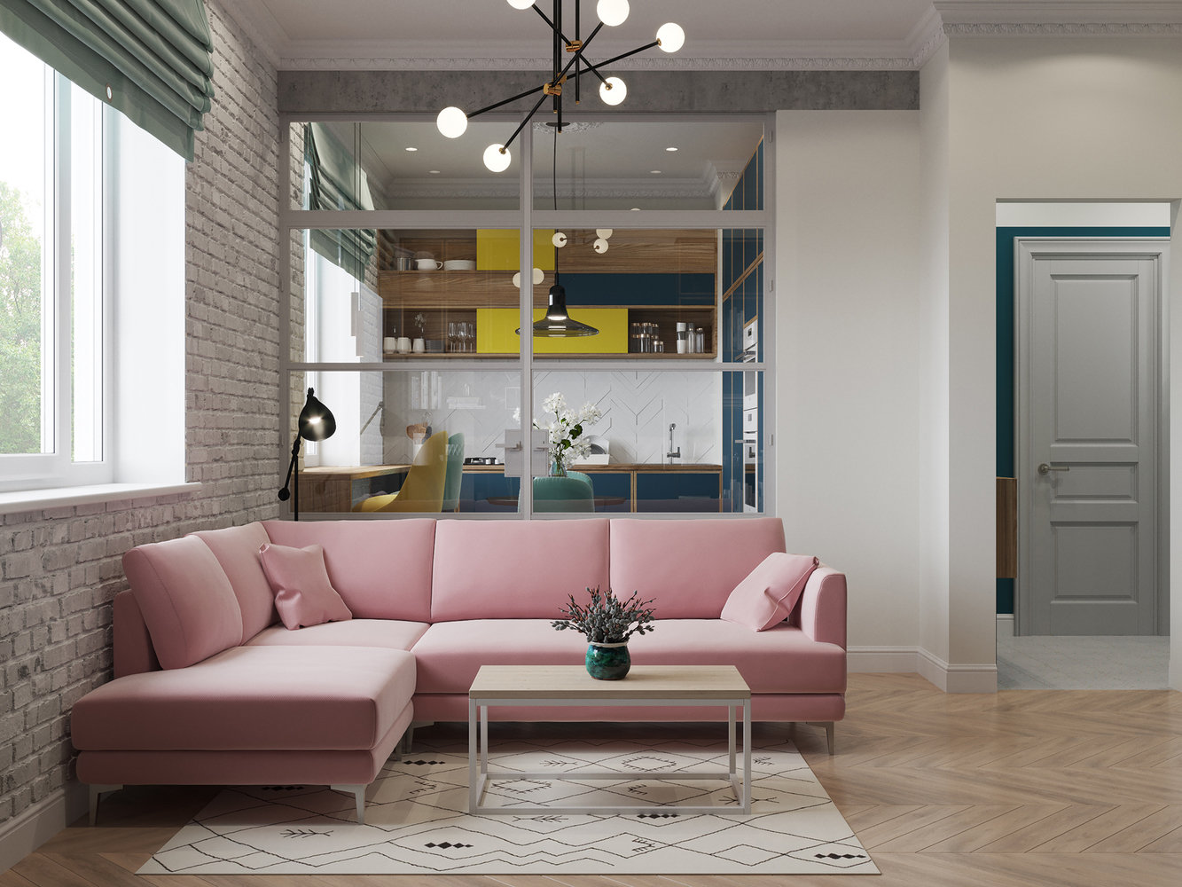 Фотография: Гостиная в стиле Современный, Кухня и столовая, Ванная, Прихожая, Спальня, Квартира, Проект недели, Желтый, Синий, Розовый, 2 комнаты, 40-60 метров, ПРЕМИЯ INMYROOM – фото на INMYROOM Фотография: Гостиная в стиле Современный, Кухня и столовая, Ванная, Прихожая, Спальня, Квартира, Проект недели, Желтый, Синий, Розовый, 2 комнаты, 40-60 метров, ПРЕМИЯ INMYROOM – фото на INMYROOM