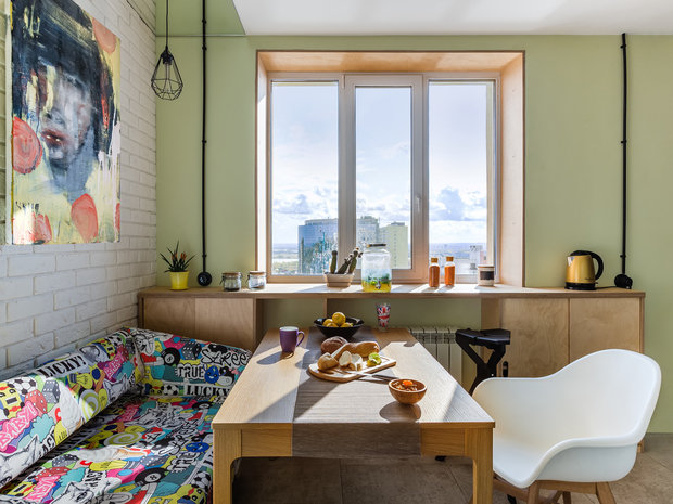 Фотография: Кухня и столовая в стиле Лофт, Квартира, Проект недели, Самара, 1 комната, до 40 метров, Екатерина Малмыгина – фото на INMYROOM