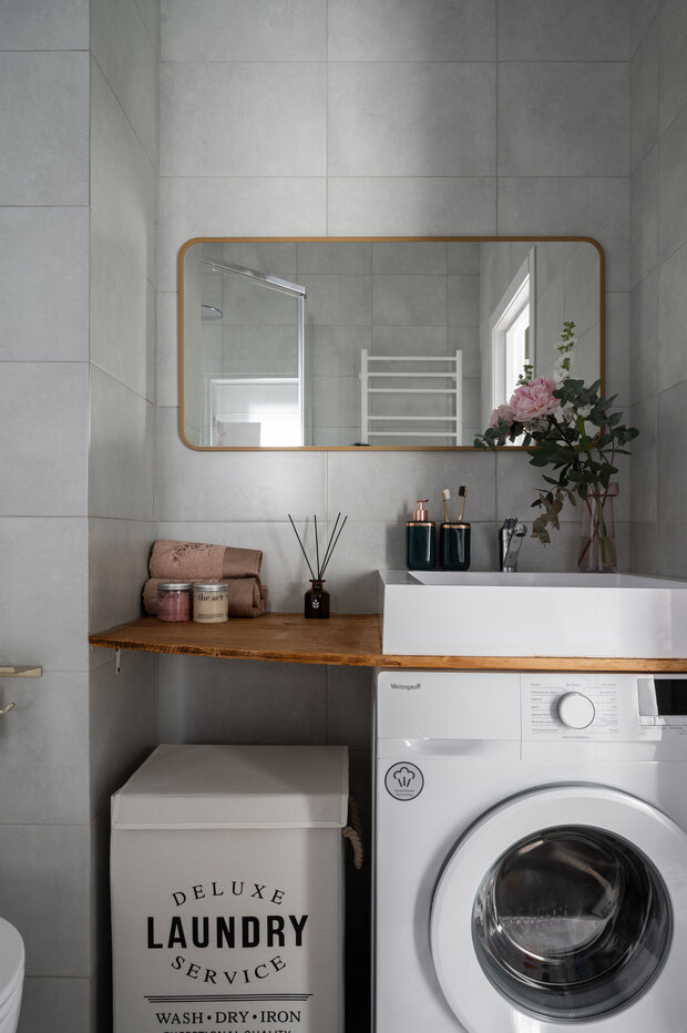 Фотография: Ванная в стиле Современный, Малогабаритная квартира, Квартира, Студия, Дизайн интерьера, Проект дня, Сочи, до 40 метров, Анастасия Дубовскова, дизайн студии, фото интерьера – фото на INMYROOM