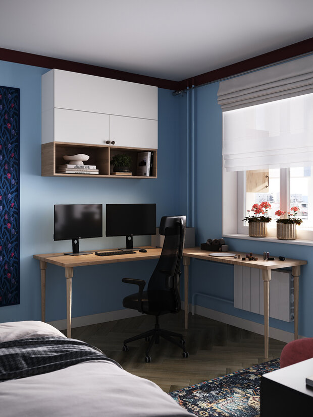 Фотография: Кабинет в стиле Современный, Эклектика, Квартира, Проект дня, Москва, Ирина Собыленская, П-44, Панельный дом, 2 комнаты, 40-60 метров, Винтажный – фото на INMYROOM