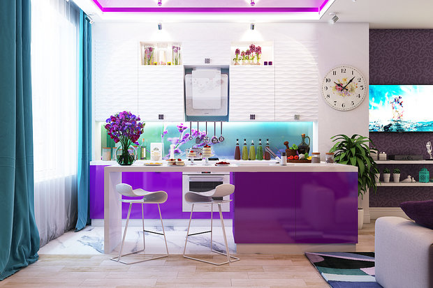 Фото из портфолио Яркие апартаменты для молодой семьи – фотографии дизайна интерьеров на INMYROOM