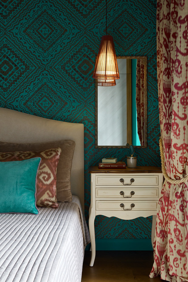 Фотография: Спальня в стиле Восточный, Квартира, Проект недели, Москва, Сталинка, Кирпичный дом, 3 комнаты, Более 90 метров, Валерия Белоусова – фото на INMYROOM