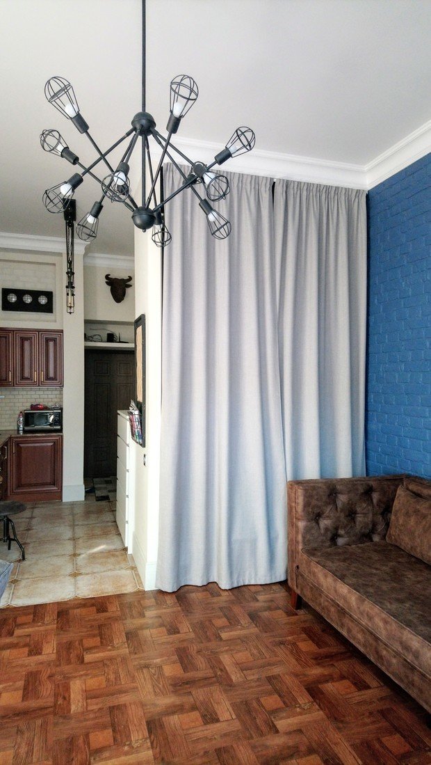 Фотография: Гостиная в стиле Лофт, Эклектика, Малогабаритная квартира, Квартира, Студия, Проект недели, Санкт-Петербург, Анастасия Киселева, Кирпичный дом, до 40 метров – фото на INMYROOM