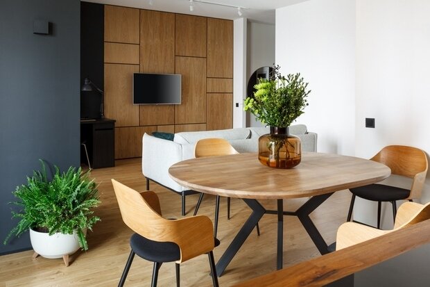 Фотография: Кухня и столовая в стиле Скандинавский, Современный, Малогабаритная квартира, Квартира, Проект недели, Краснодар, 2 комнаты, 40-60 метров, Монолитно-кирпичный, Denish Design, Кристина Селютина – фото на INMYROOM